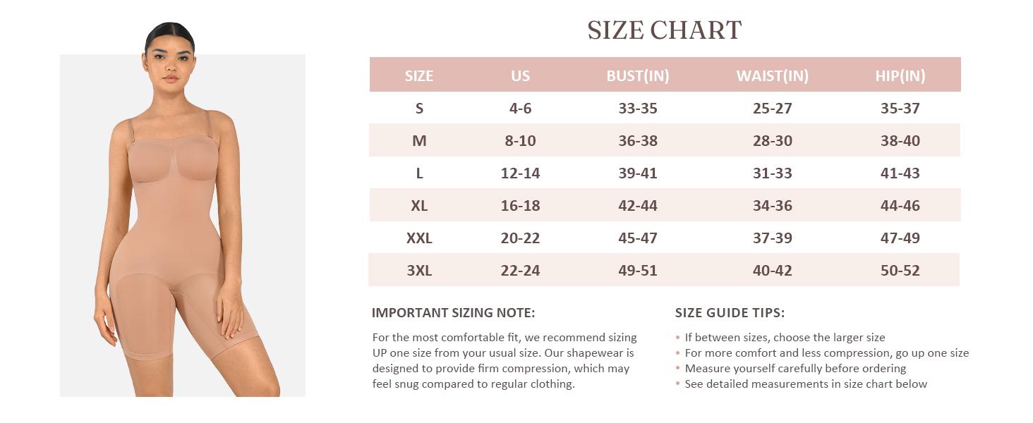 FeelinGirl #Live1 Strapless Slim Shapewear OutdoorFun Tummy  Control Bodysuit Seamless Shortie with Removable  Womenswear Fabric Comfortable Basic Nylon Tops