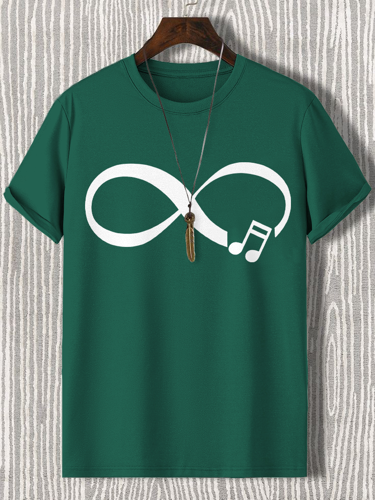 Men's Music Never Ends Infinity Symbol Print Cotton Casual T-Shirt