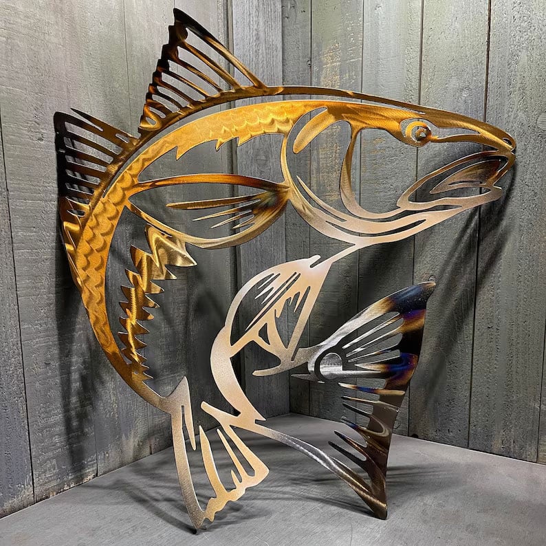 Metal Bass Fish with Hooks Plasma Cut Sign Art Fishing Art Gone Fishing(🔥LAST DAY 49% OFF)