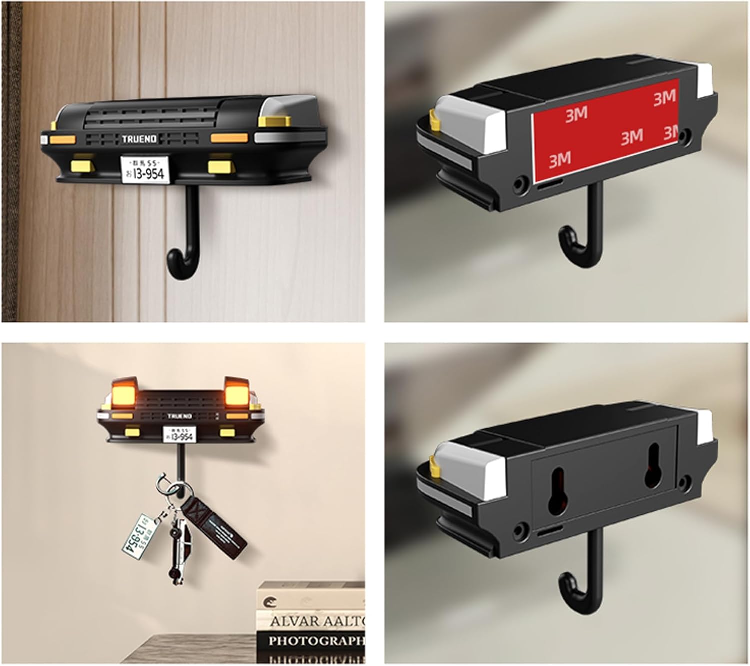 Initial D AE86 Retro Car Wall Key Holder - LED Pop-Up Headlight, Auto-Off Light