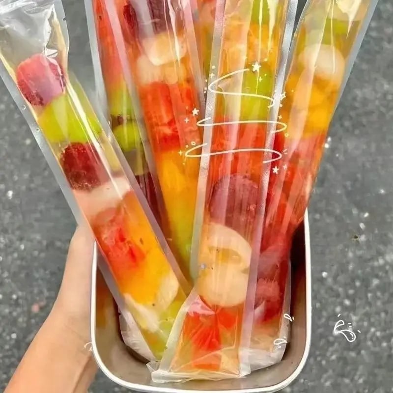 100PCS Disposable DIY Ice Cream Bags | Self-Sealing Popsicle & Shaved Ice Mold