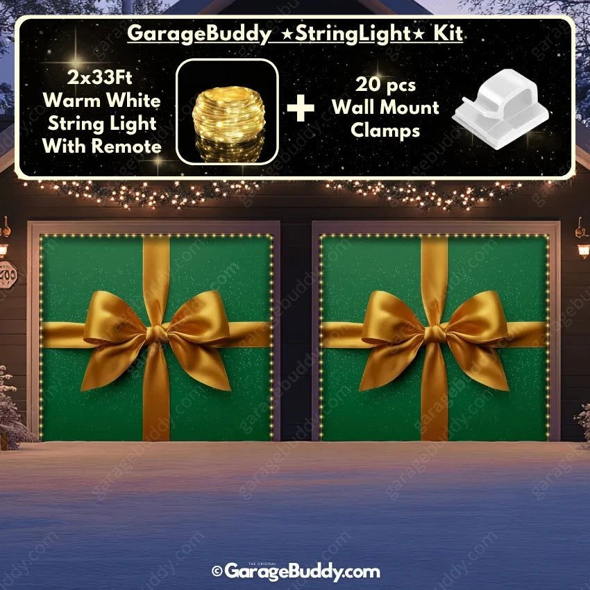 Garage Buddy | Gift Wrap (Green) | Christmas Garage Door Cover