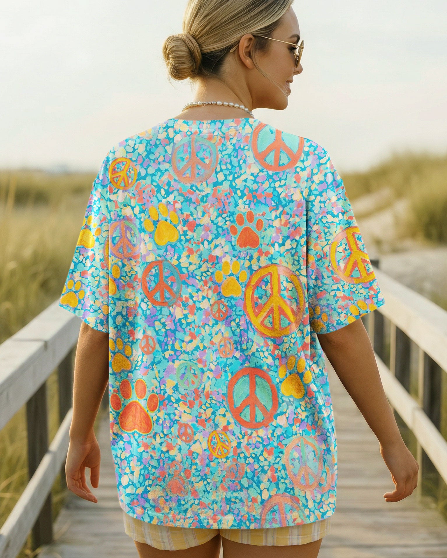 PEACE PAW PRINT PASTEL PATTERN ALL OVER PRINT - TLNO1203262