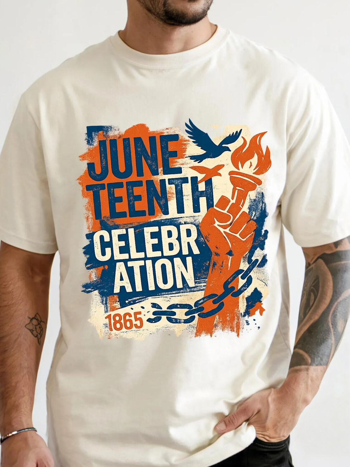 Men's Juneteenth Celebration Print Cotton Casual T-Shirt