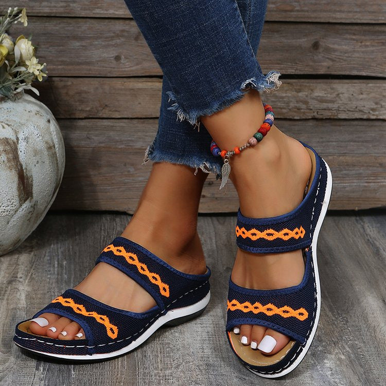 Grishay Stylish Wedge Cutout Comfortable Flat Slippers