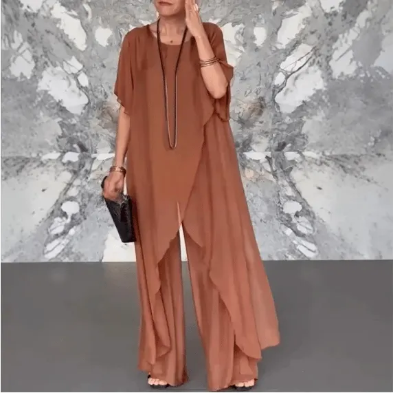 💖Women's irregular top and loose pants set(Top + Pants)