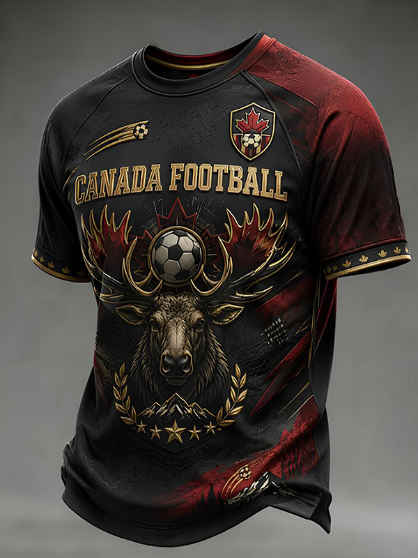 Men's Canada Football Elk Deer Retro Print T-Shirt