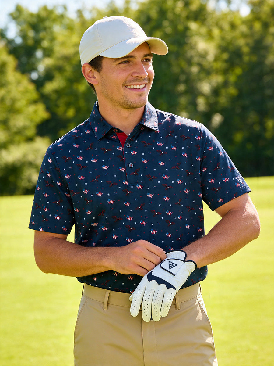 Swing in Style: 4-Way Stretch Performance Printed Golf Polo
