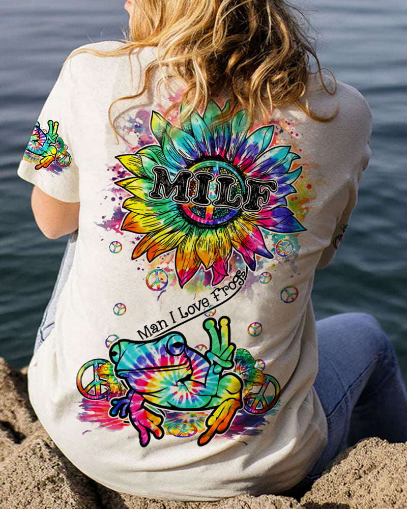 I LOVE FROGS SUNFLOWER TIE DYE ALL OVER PRINT - TY2402238