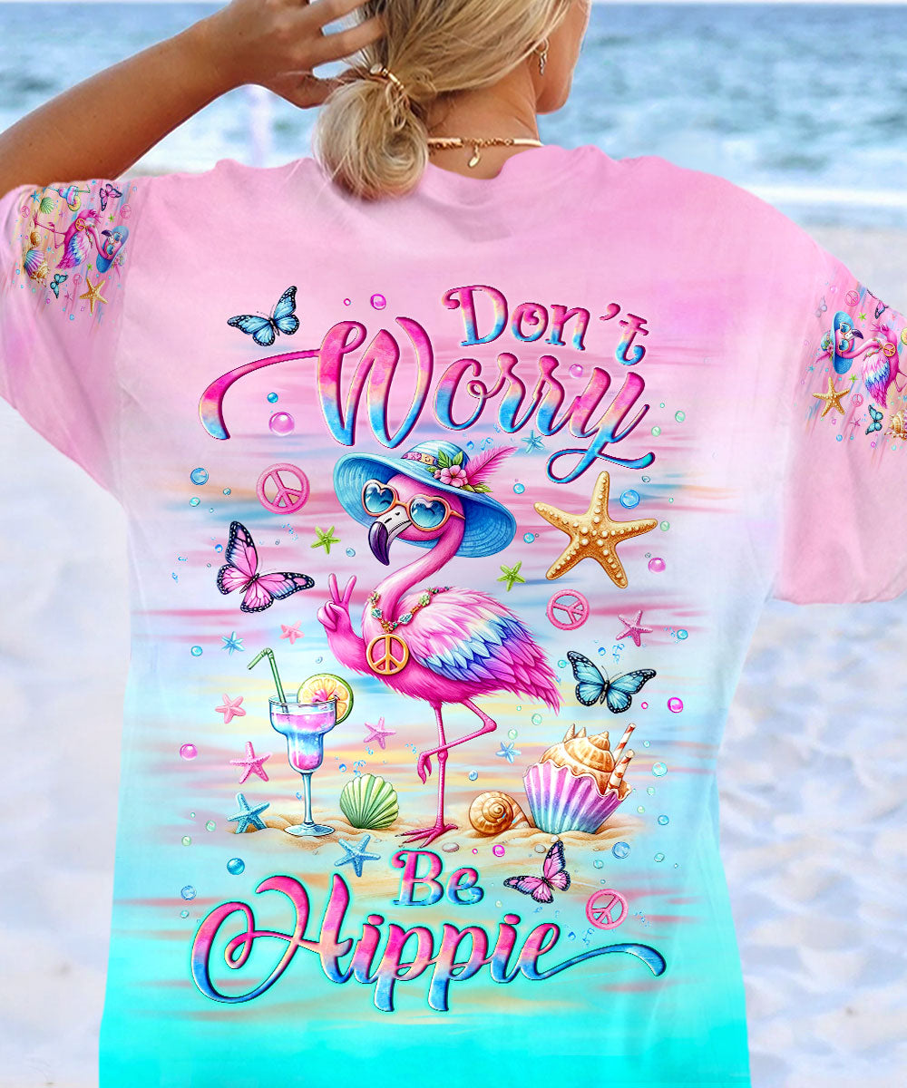 DON'T WORRY BE HIPPIE FLAMINGO ALL OVER PRINT - YHLT2405244