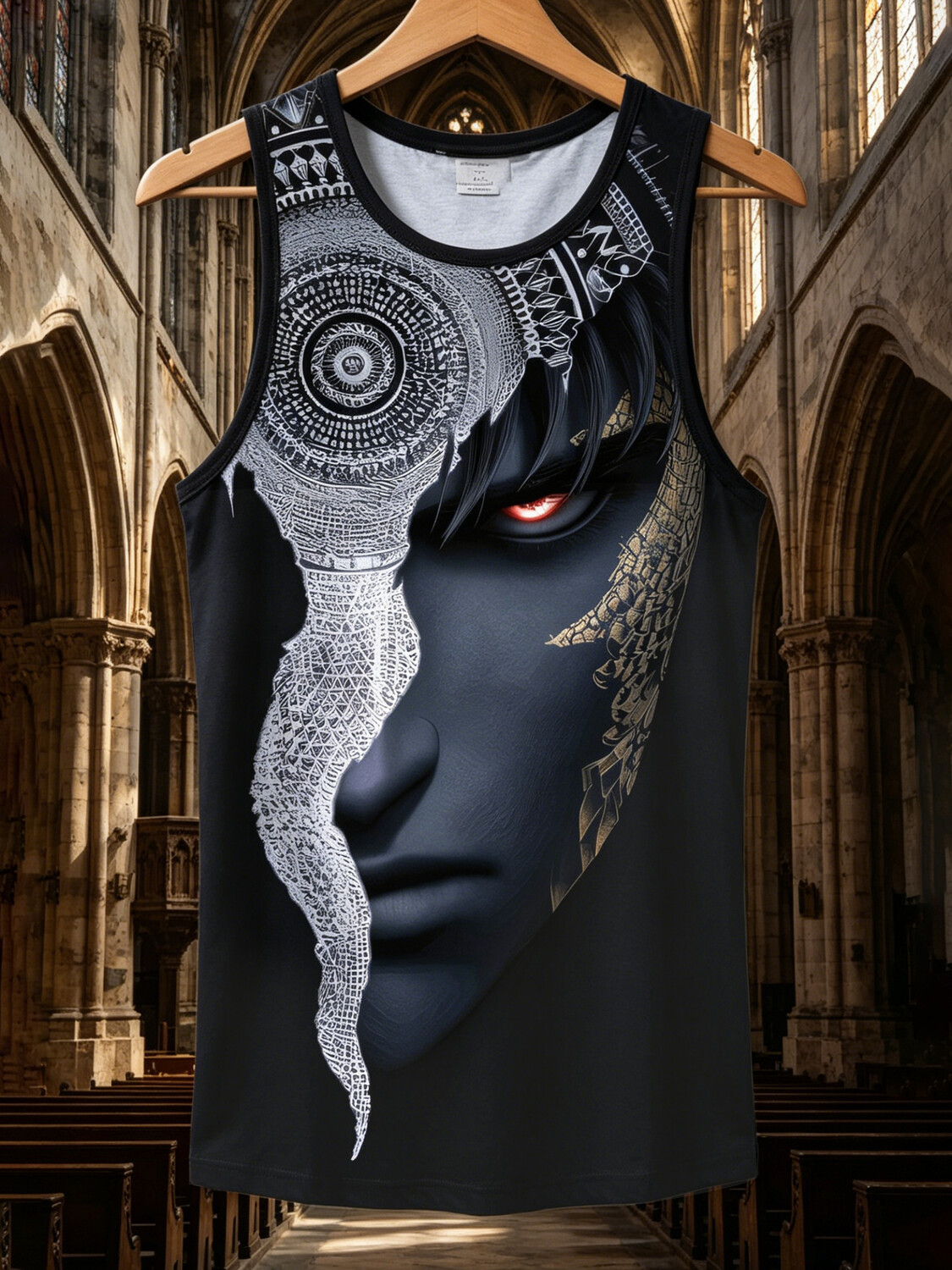 Men's Face Mystical Art Print Casual Tank Top