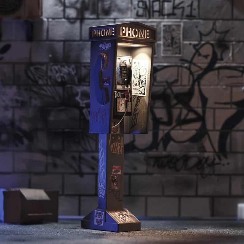 🔥Last Day 49% OFF - 🌟 1:12 Handcrafted Phone Booth – LED Lights & Removable Handset