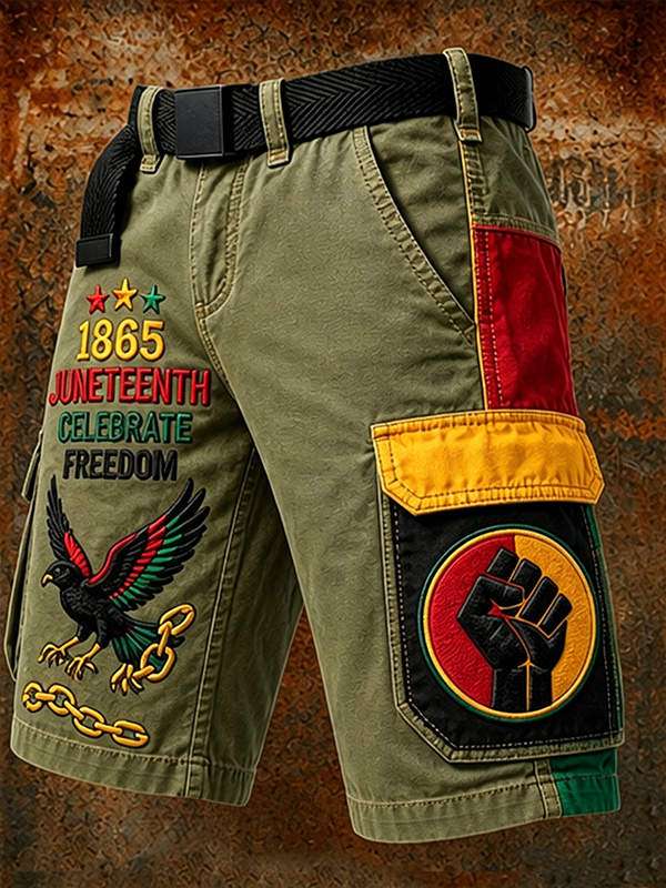 Men's 1865 Juneteenth Celebrate Freedom Print Cargo Shorts