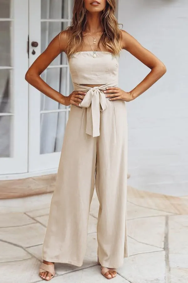 Women's Summer Fashion Sexy Tube Top Strapless Casual Jumpsuit