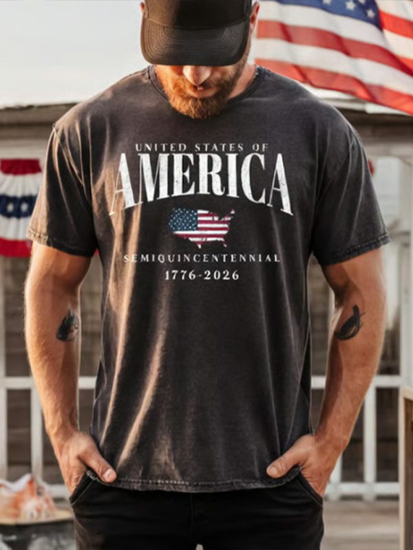 Men's  United States Of America Art Print Casual T-Shirt