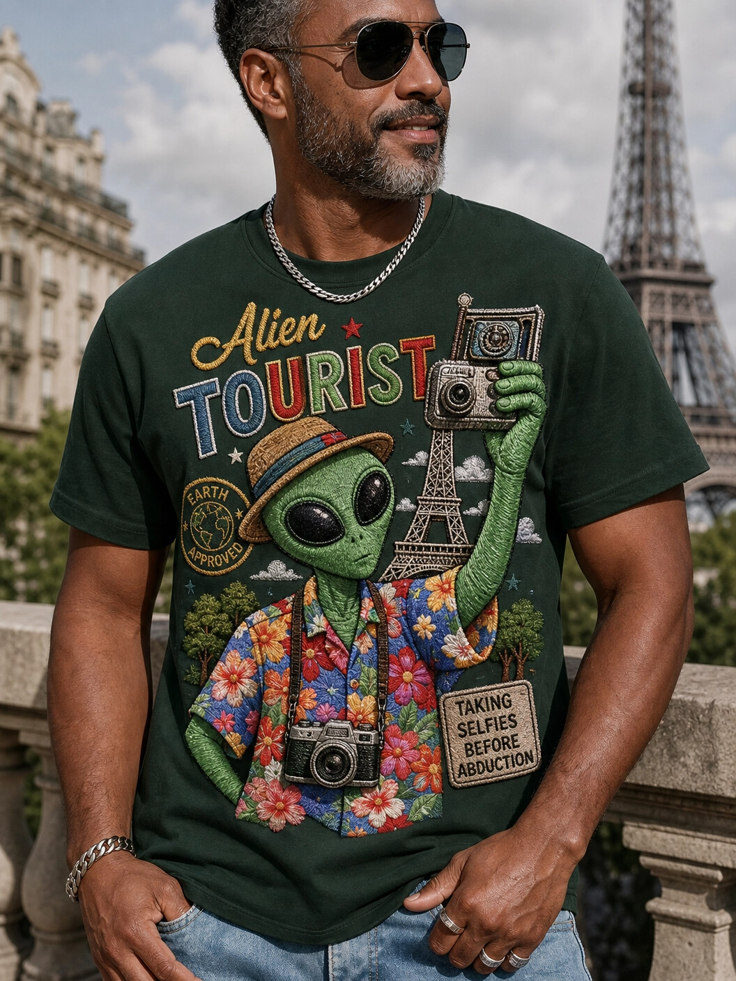 Men's Fun Alien Tourist Print Vacation Style T-Shirt