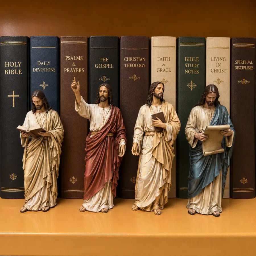 ✝️Jesus Figurine Bookshelf Decor Set🙏Sacred Companions for Your Daily Walk of Faith📚