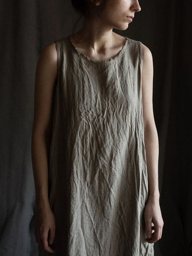 Women'S Casual Vintage Natural Cotton And Linen Dress