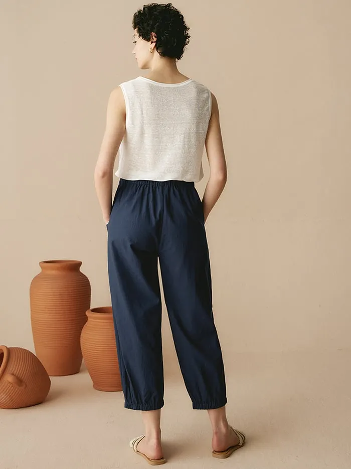Women'S Linen Simple Button Cropped Pants