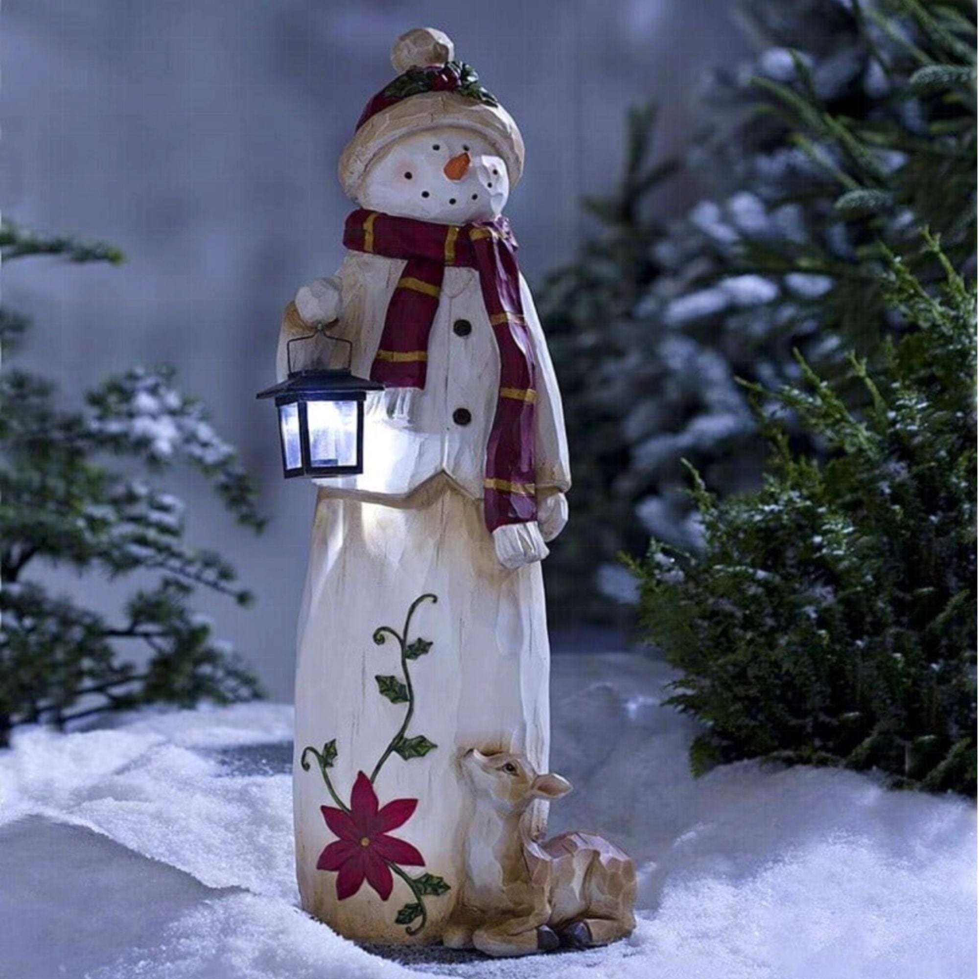 Oncandforal🔥Flash Sale - 49% OFF 🎄Christmas Decoration Woodland Snowman Holding Solar Lantern
