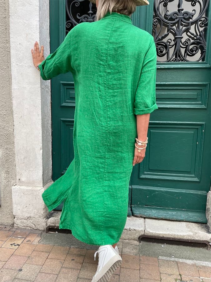 Women's Casual Elegant 3/4 Sleeve Cotton Dress