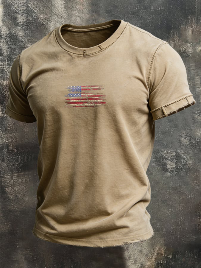 Men's American Flag Graphic Print Casual T-Shirt