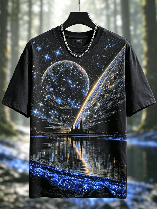 Men's Cosmic Galaxy Starry Night Art Print T-Shirt