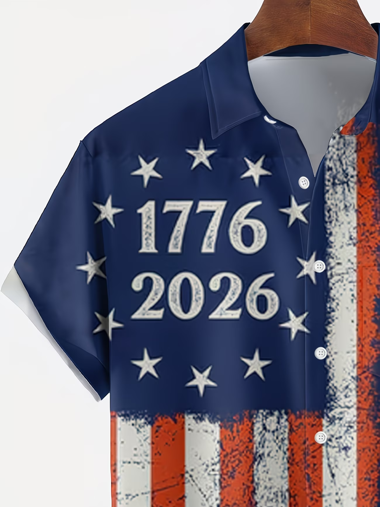 [Copy][Copy][Copy][Copy][Copy][Copy]Men's Eagle US Flag America's 250th Anniversary Button Up Shirt Short Sleeve Patriotic Collared
