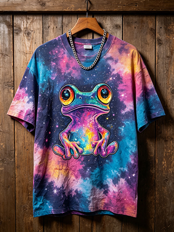Men's Psychedelic Style Frog Tie Dye Print Casual T-Shirt