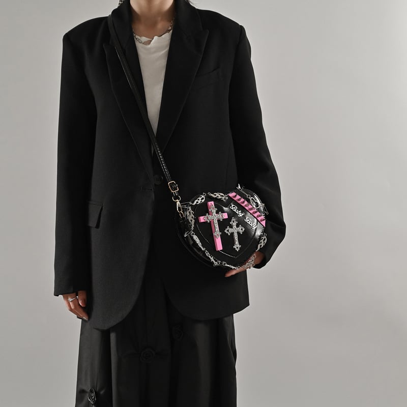 Gothic style women's bag new-heart-shaped punk style shoulder bag