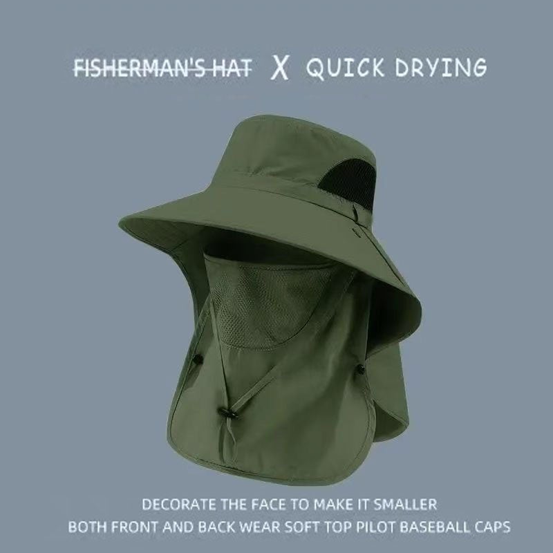 Wide Brim Sun Protection Hat with Removable Face&Neck Flap Cover for Men Women