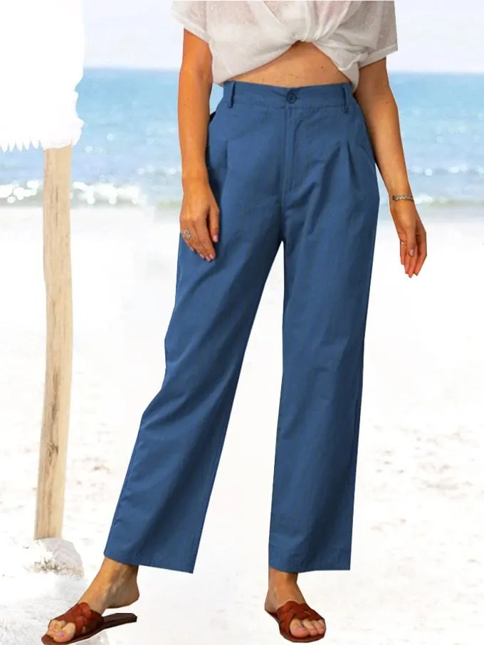Women's Loose Casual Pleated Straight Leg Pants