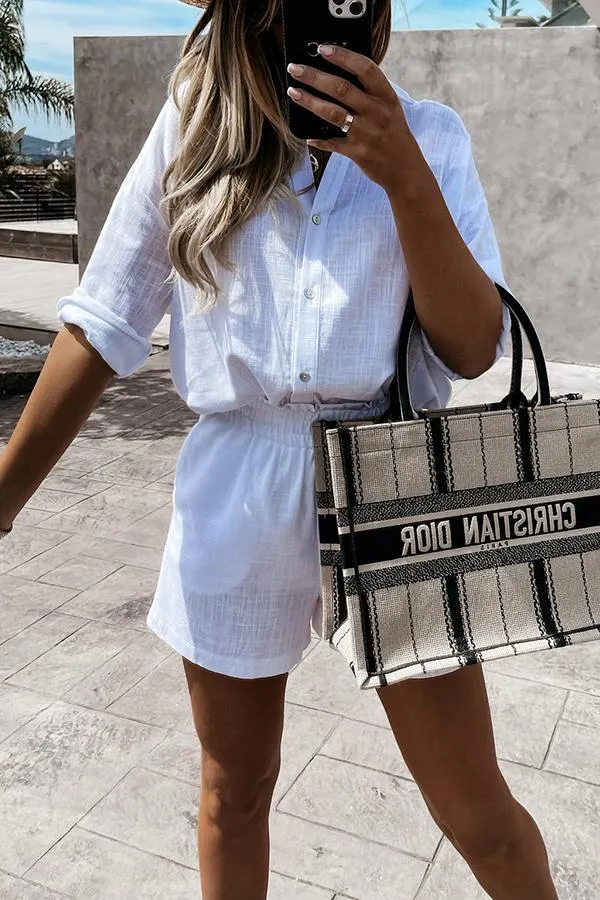 Women's Casual Cotton Linen Top And Shorts