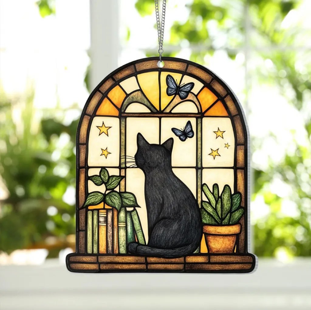🔥🎄2024 Christmas Gift 50% OFF - 😺📚✨Cat Book Suncatcher Ornament