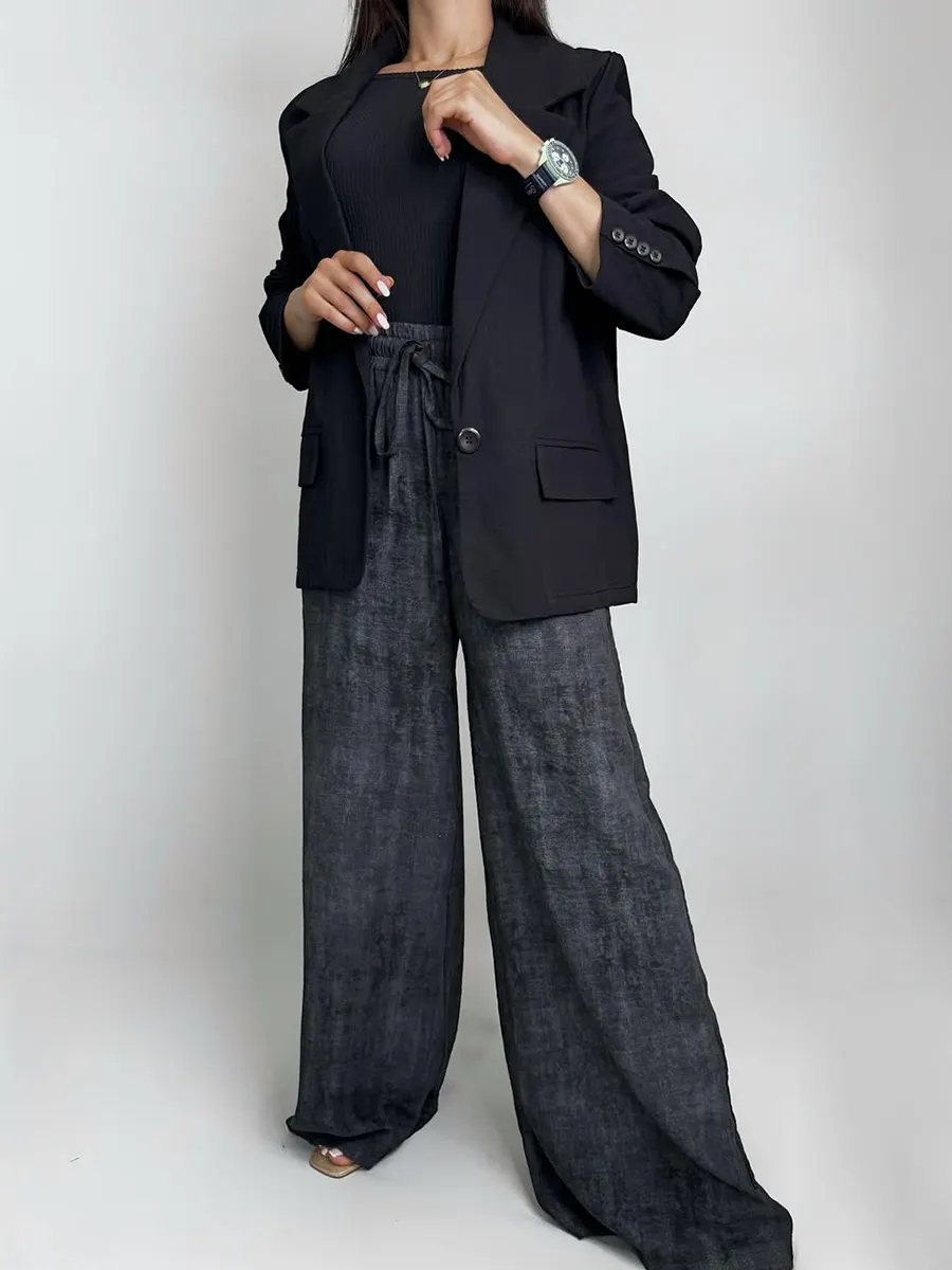 Women's Tie-dyed Cotton and Linen Straight Pants