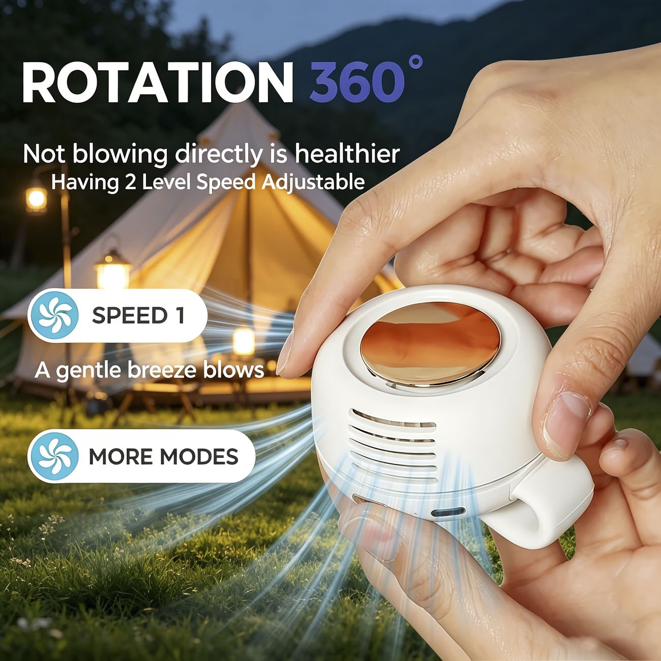 Mini Clip Fan, Portable Bladeless Personal Fan, Multi-Speed, 360 Degree Rotation, Quiet, Rechargeable, Hands-Free, Travel And Outdoor Use