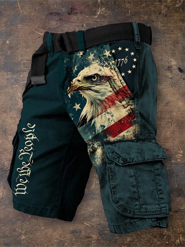 Men's We The People Eagle Print Denim-Like Cargo Shorts