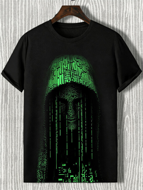 Men's Matrix Code Hacker Graphic Print T-Shirt