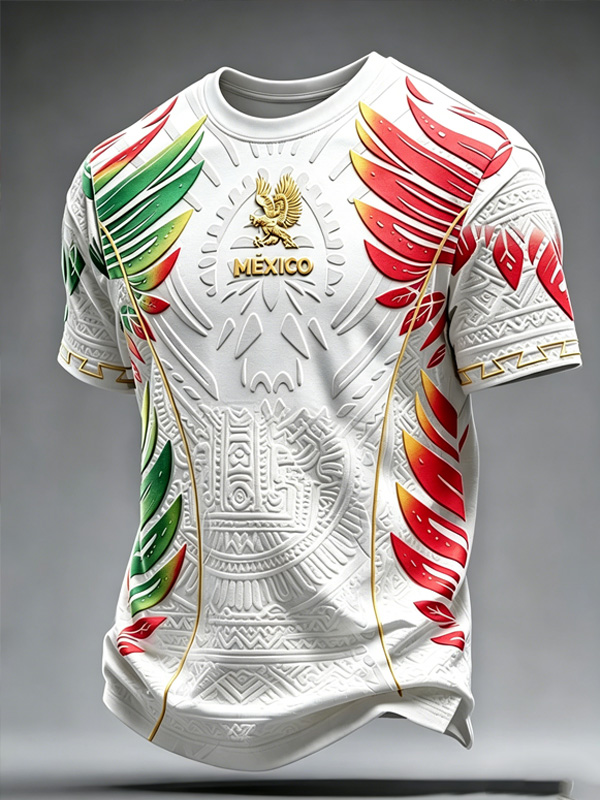 Men's Exico Eagle Soccer Feathers Print T-Shirt