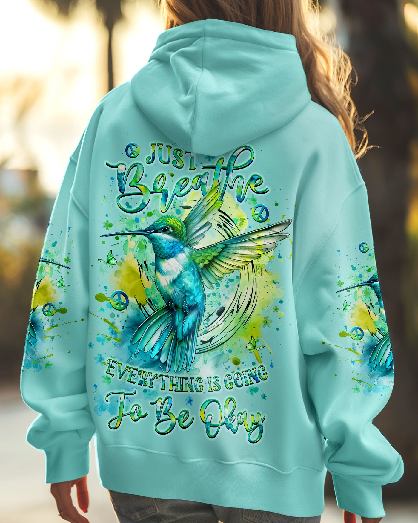 JUST BREATHE HUMMINGBIRD ALL OVER PRINT - YHLT2208244