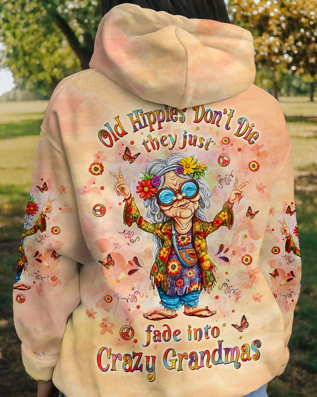 OLD HIPPIES DON'T DIE HIPPIE GRANDMAS ALL OVER PRINT - YHLT0210243