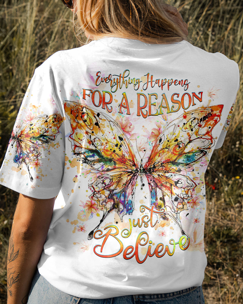 JUST BELIEVE BUTTERFLY ALL OVER PRINT - YHHG1907231