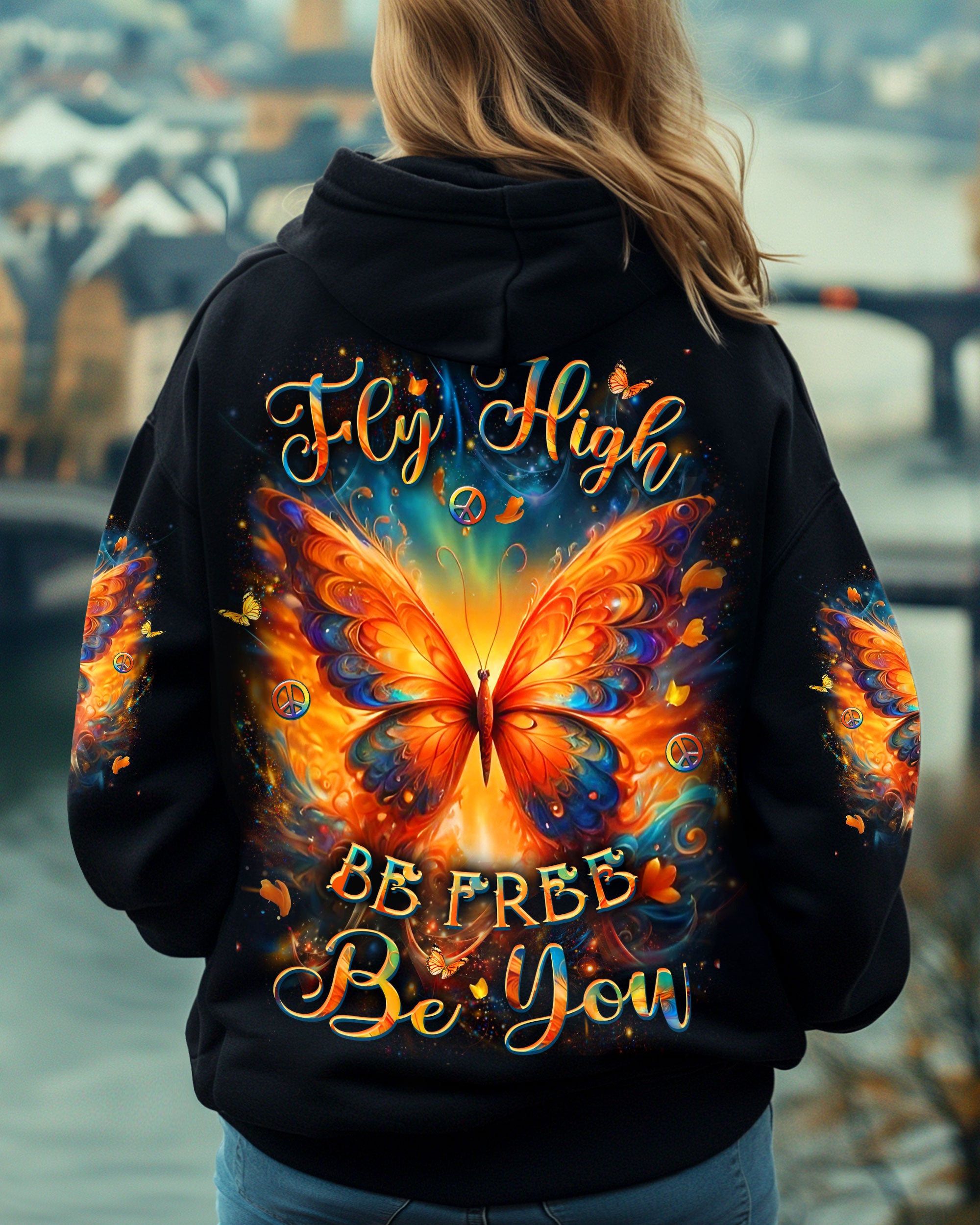 FLY HIGH BE FREE BE YOU BUTTERFLY ALL OVER PRINT - YHLT0403253