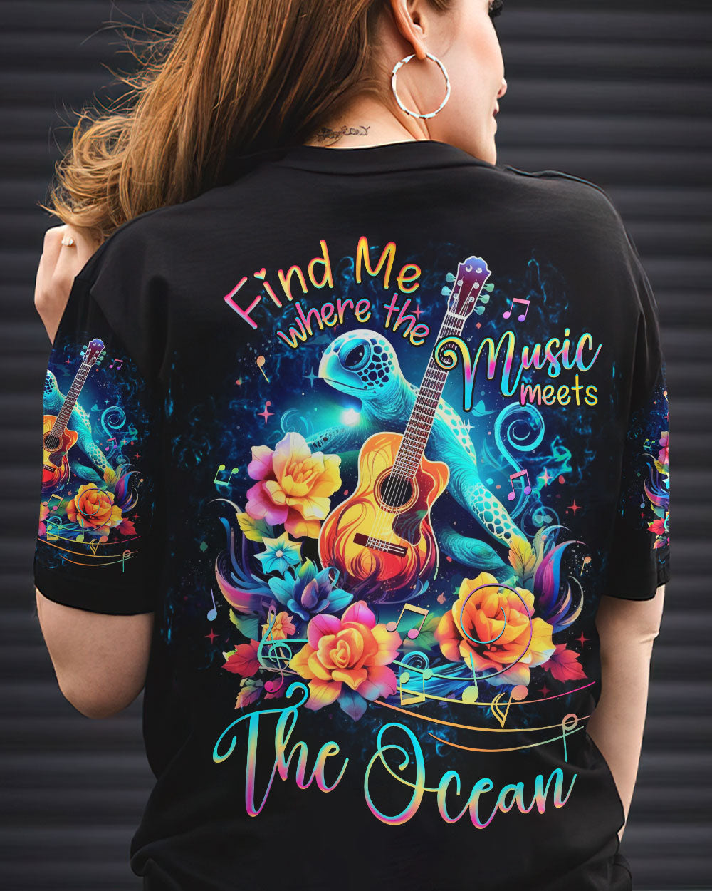 FIND ME WHERE THE MUSIC MEETS THE OCEAN GUITAR ALL OVER PRINT - YHHG2305232