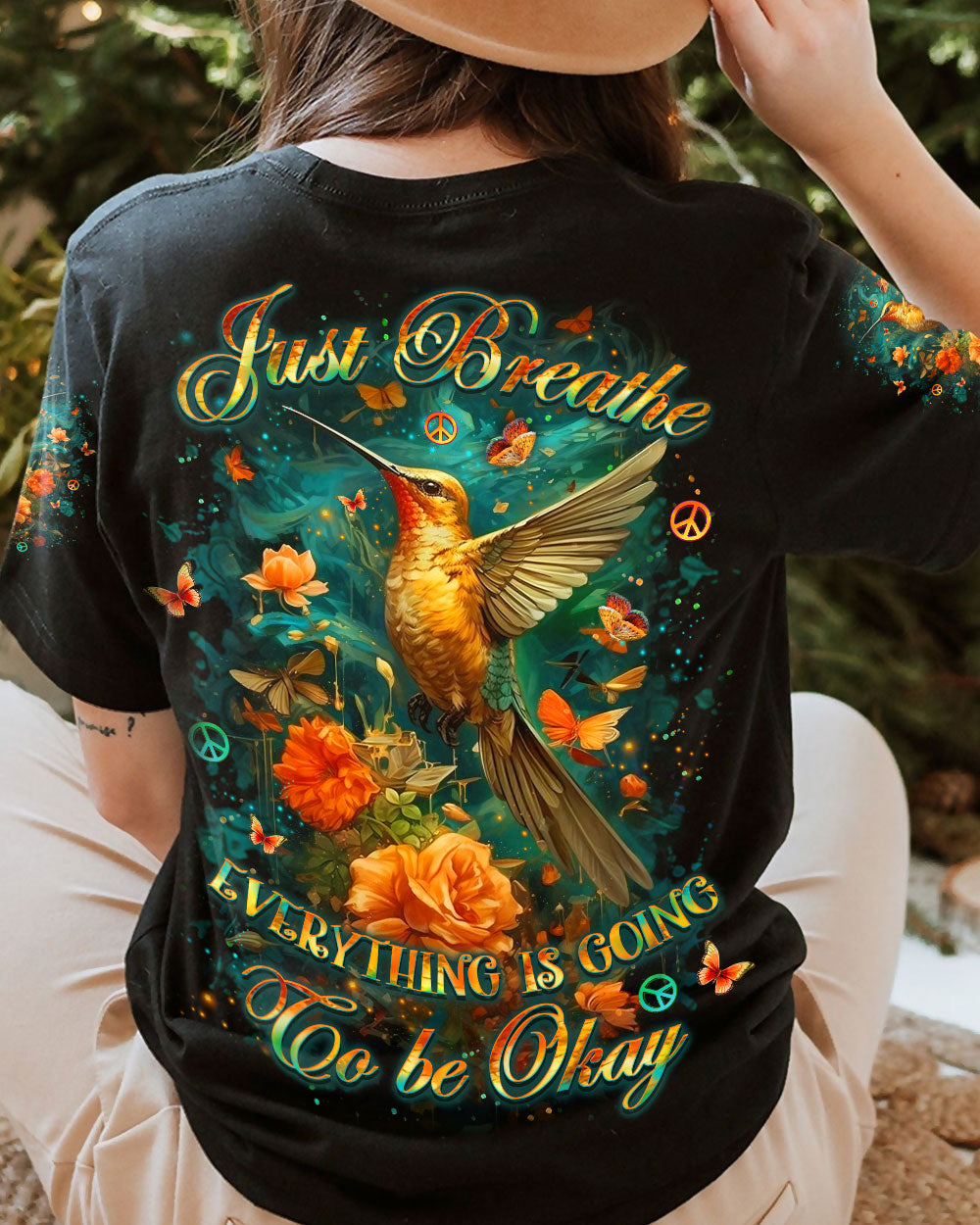 JUST BREATHE HUMMINGBIRD ALL OVER PRINT - YHLT0404251