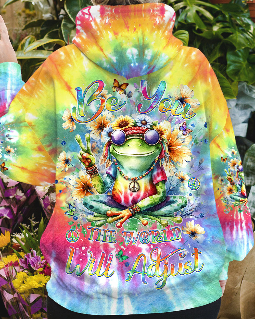 BE YOU THE WORLD WILL ADJUST TIE DYE FROG ALL OVER PRINT - YHDU2811231