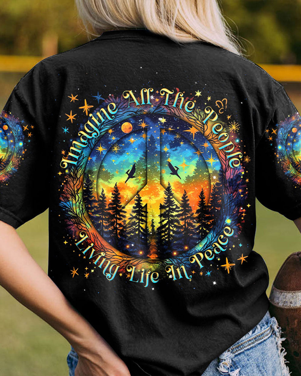 IMAGINE ALL THE PEOPLE LIVING LIFE IN PEACE FOREST COLORFUL ALL OVER PRINT - TLNT1205231