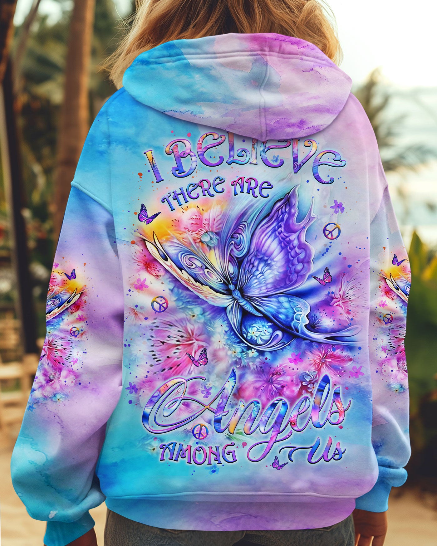 I BELIEVE THERE ARE ANGELS AMONG US BUTTERFLY ALL OVER PRINT - YHLT1709242