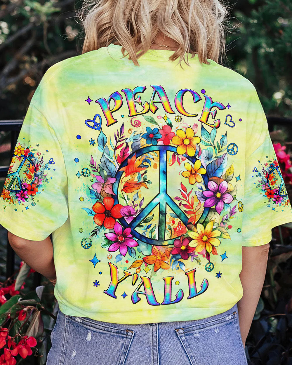 PEACE Y'ALL FLOWERS ALL OVER PRINT - YHDU1007231