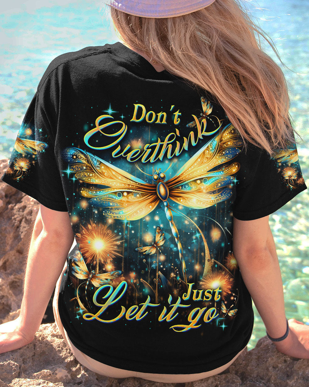 DON'T OVERTHINK JUST LET IT GO DRAGONFLY ALL OVER PRINT - YHDU2407231